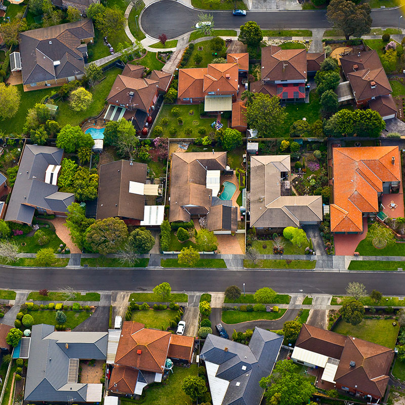 Flying over the suburbs of Melbourne